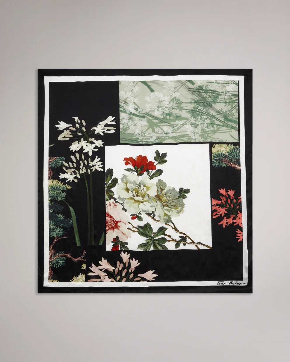 Ted Baker Janasi Floral Collage Print Silk Scarf | Black