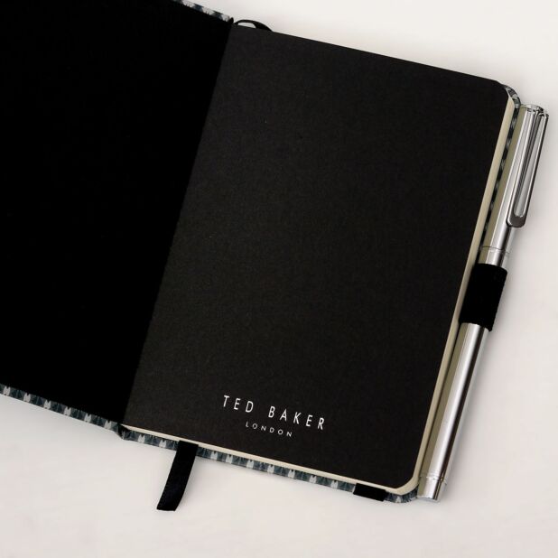 Ted Baker Garald Printed A6 Notebook with Pen | Black