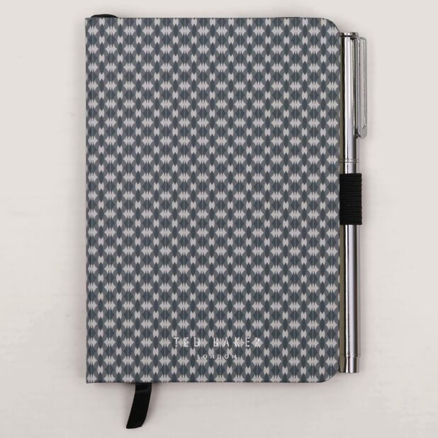 Ted Baker Garald Printed A6 Notebook with Pen | Black