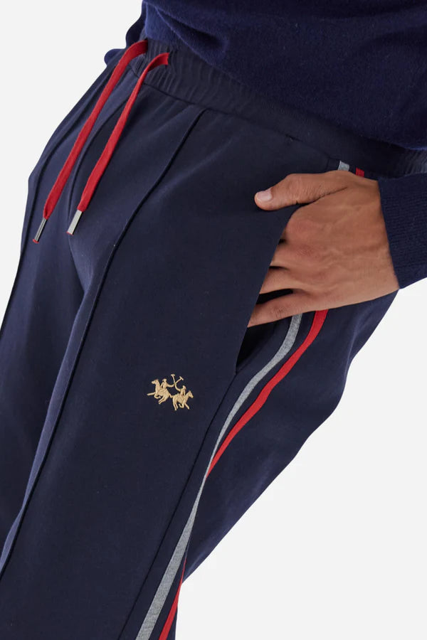 La Martina Men’s Joggers Cotton Interlock Fleece with Colour Bands | Navy
