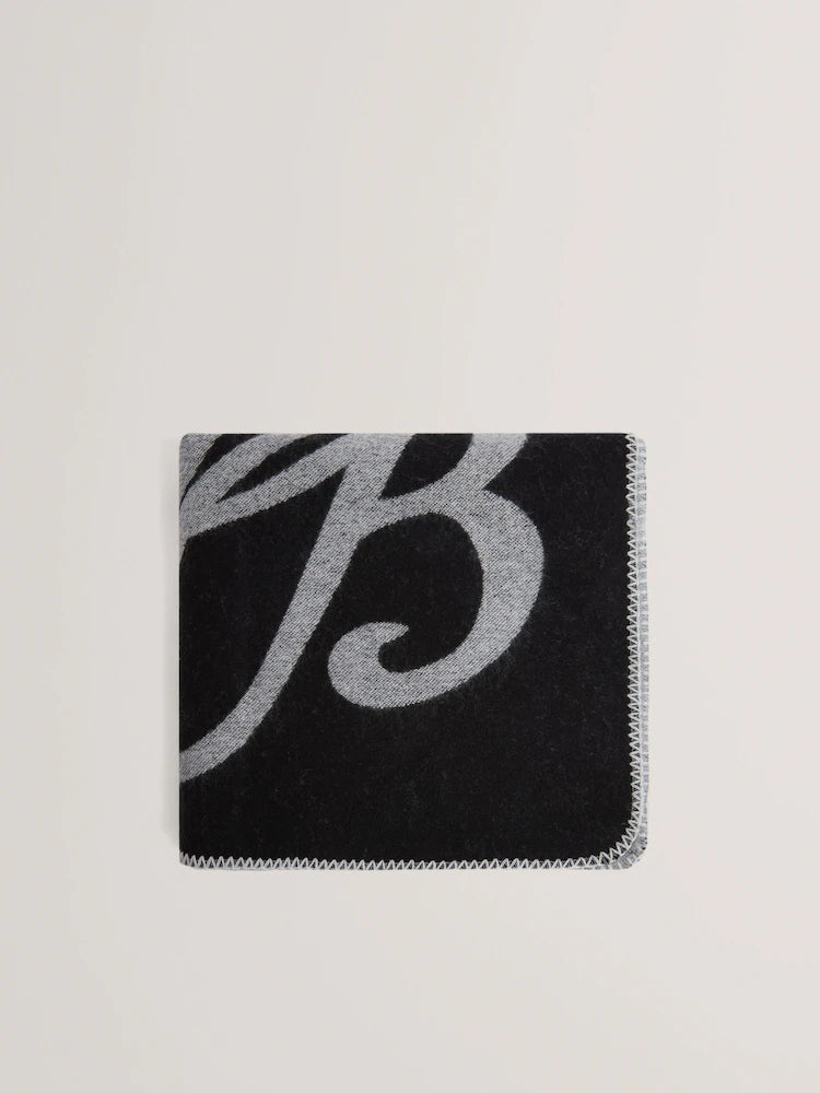 Ted Baker Avasii TB Script Wool Blend Scarf | Black