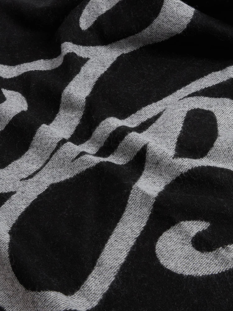 Ted Baker Avasii TB Script Wool Blend Scarf | Black