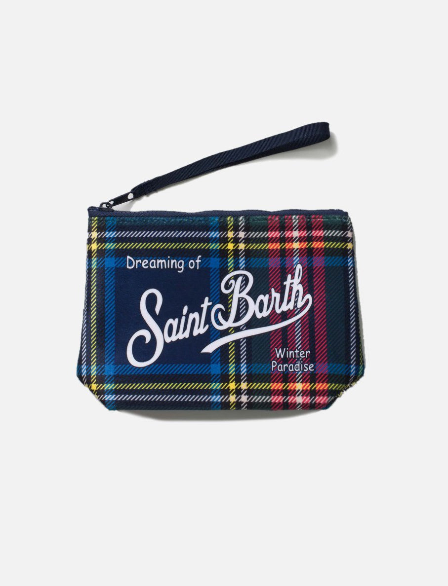 MC2 Saint Barth Pouch in Tartan Effect | Blue Multi