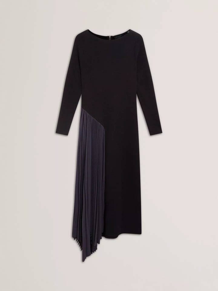 Ted Baker Belviee Long Sleeve A-Line Pleated Midi Dress | Navy