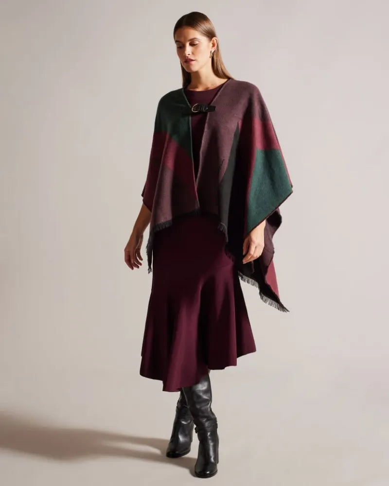 Ted Baker Suffia Buckle Poncho | Dark Red