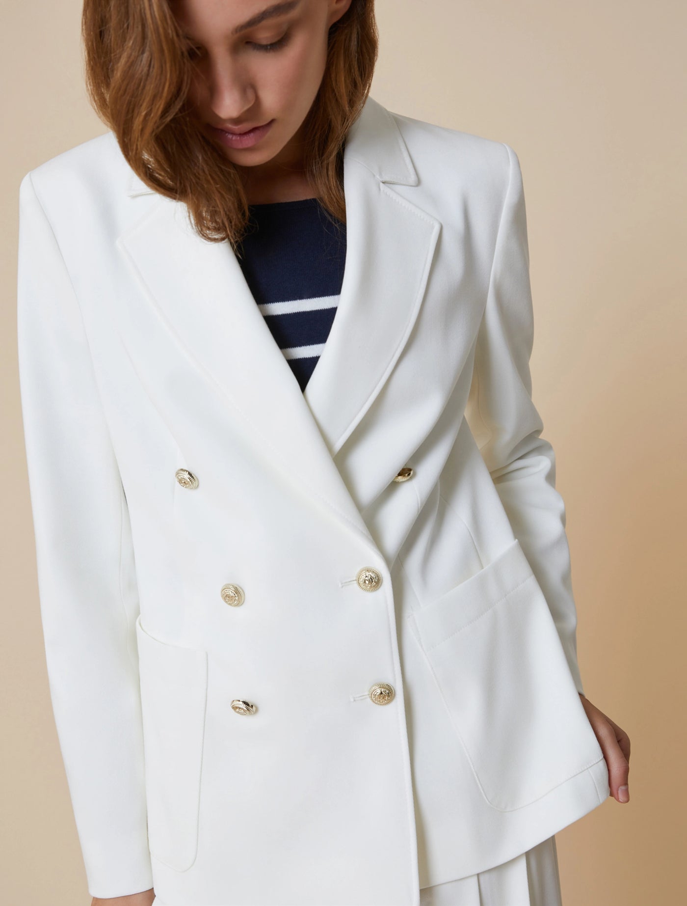 PennyBlack Double Breasted Gargano Twill Jacket | Ivory