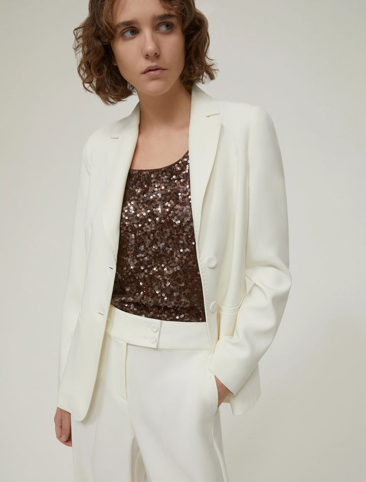 PennyBlack Single Breasted Cady Blazer | Wool White