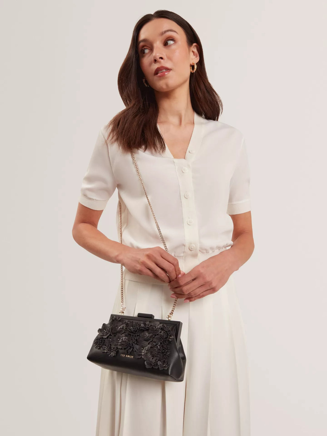 Ted Baker Fiorell Flower 3D Applique Clutch Bag | Black