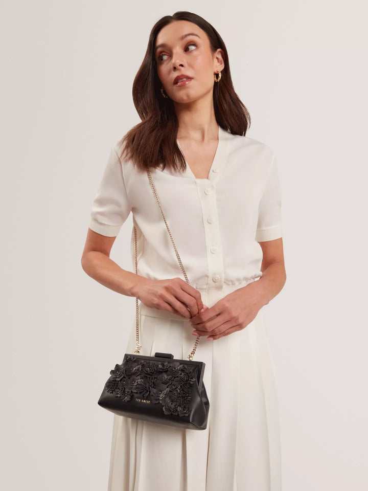 Ted Baker Fiorell Flower 3D Applique Clutch Bag | Black