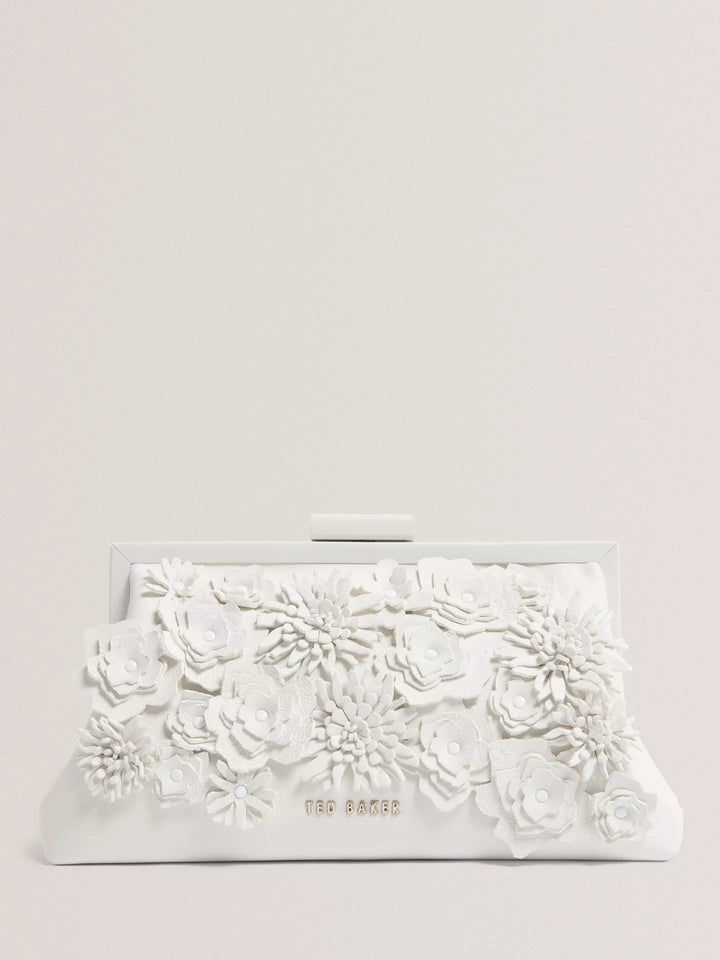 Ted Baker Fiorell Flower 3D Applique Clutch Bag | White
