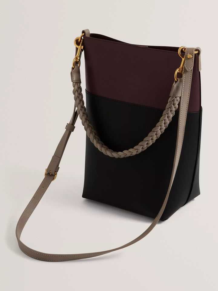 Ted Baker Wilna Woven Handle Colourblock Medium Bag  | Wine