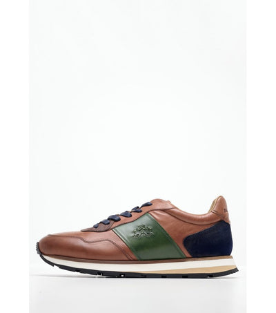 La Martina Men's Trainer in Leather | Tan/Green