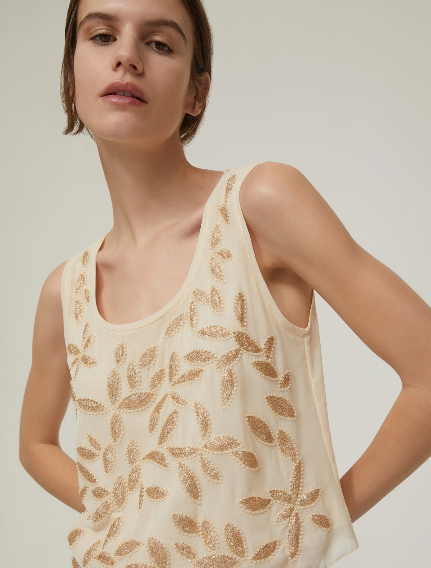 PennyBlack Embroidered Georgette Top | Vanilla