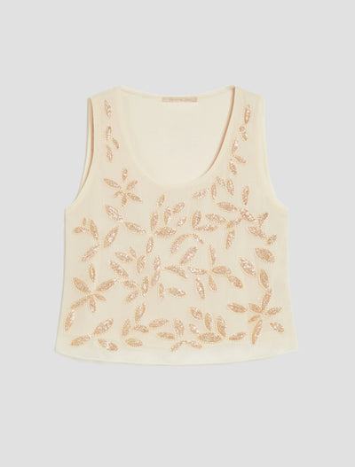 PennyBlack Embroidered Georgette Top | Vanilla