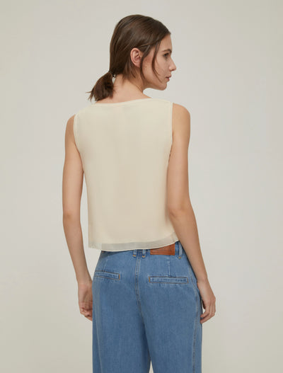 PennyBlack Embroidered Georgette Top | Vanilla