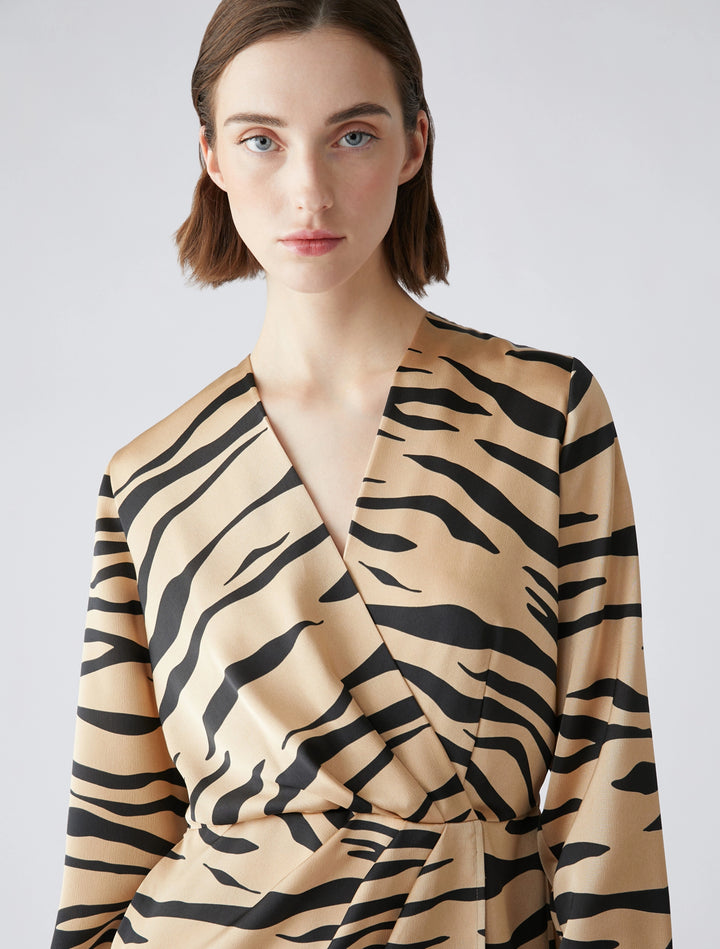 Penny Black Patterned Crossover Dress | Camel