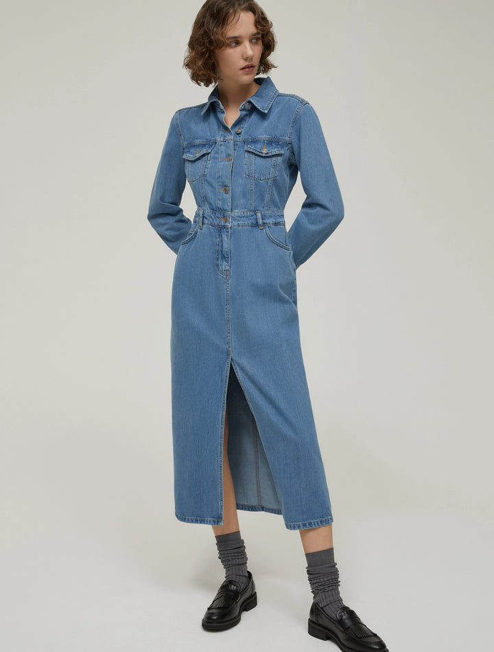 PennyBlack Lightweight Denim Shirt Dress | Navy