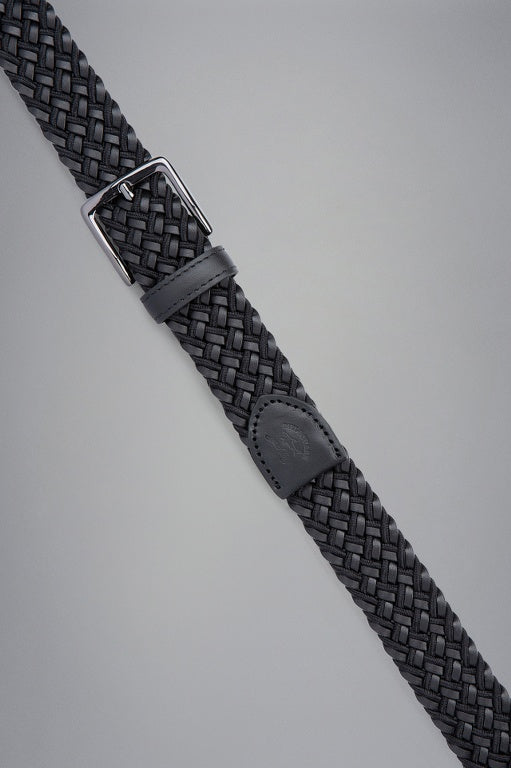 Paul & Shark Leather Trimmed Elastic Belt | Black