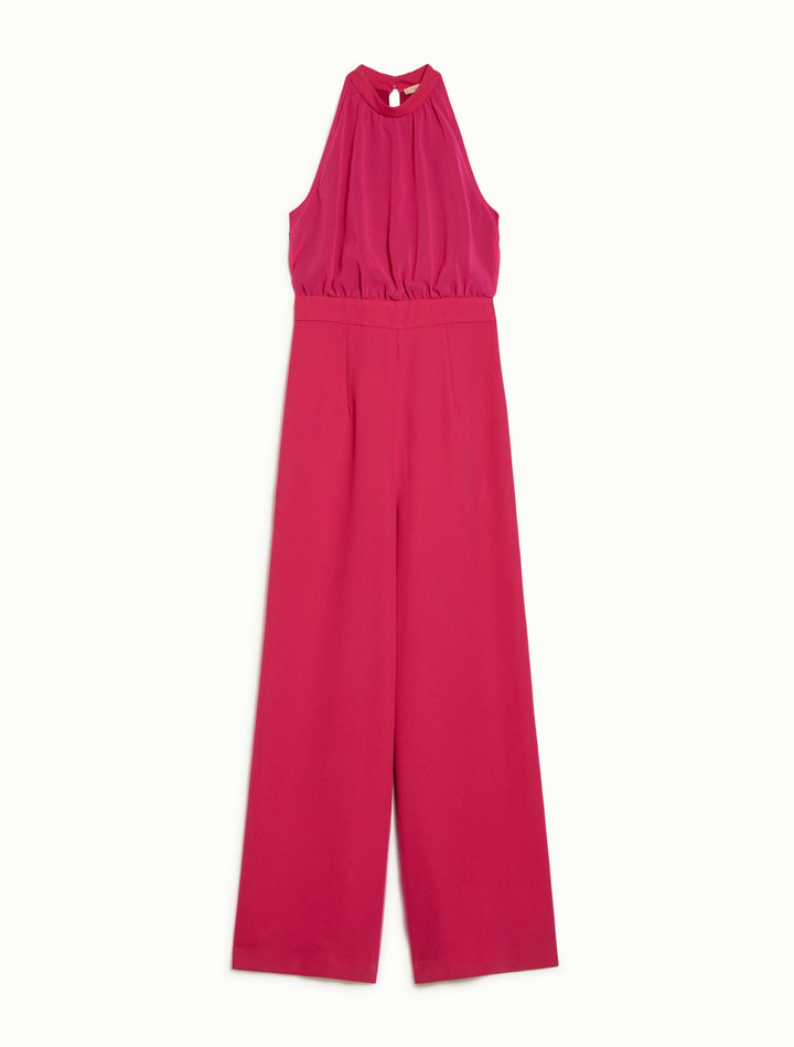 PennyBlack Envers Satin and Georgette Jumpsuit | Fuchsia