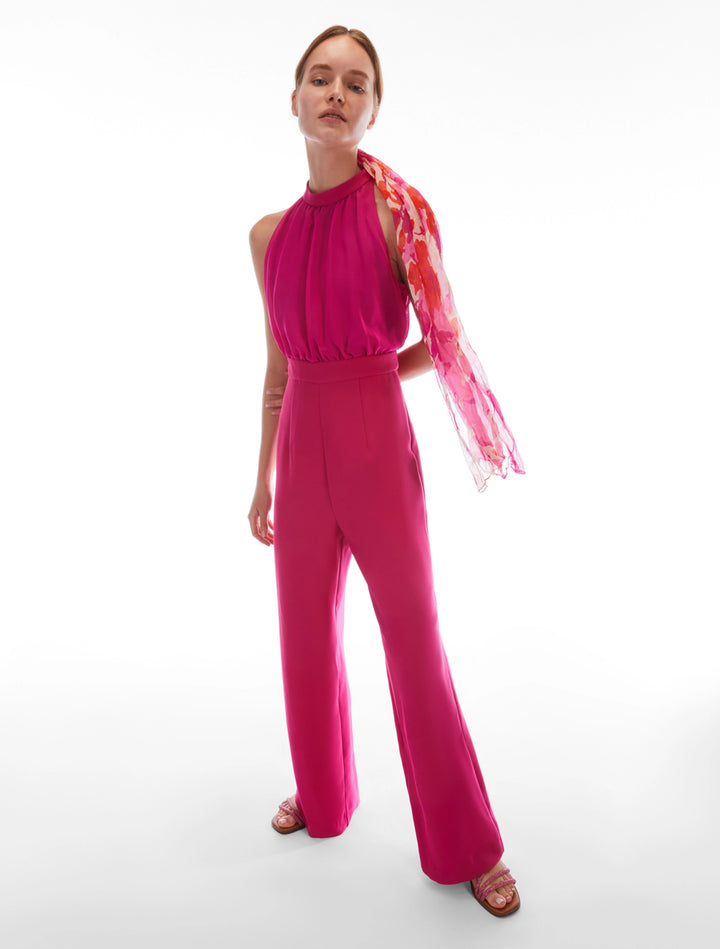 PennyBlack Envers Satin and Georgette Jumpsuit | Fuchsia