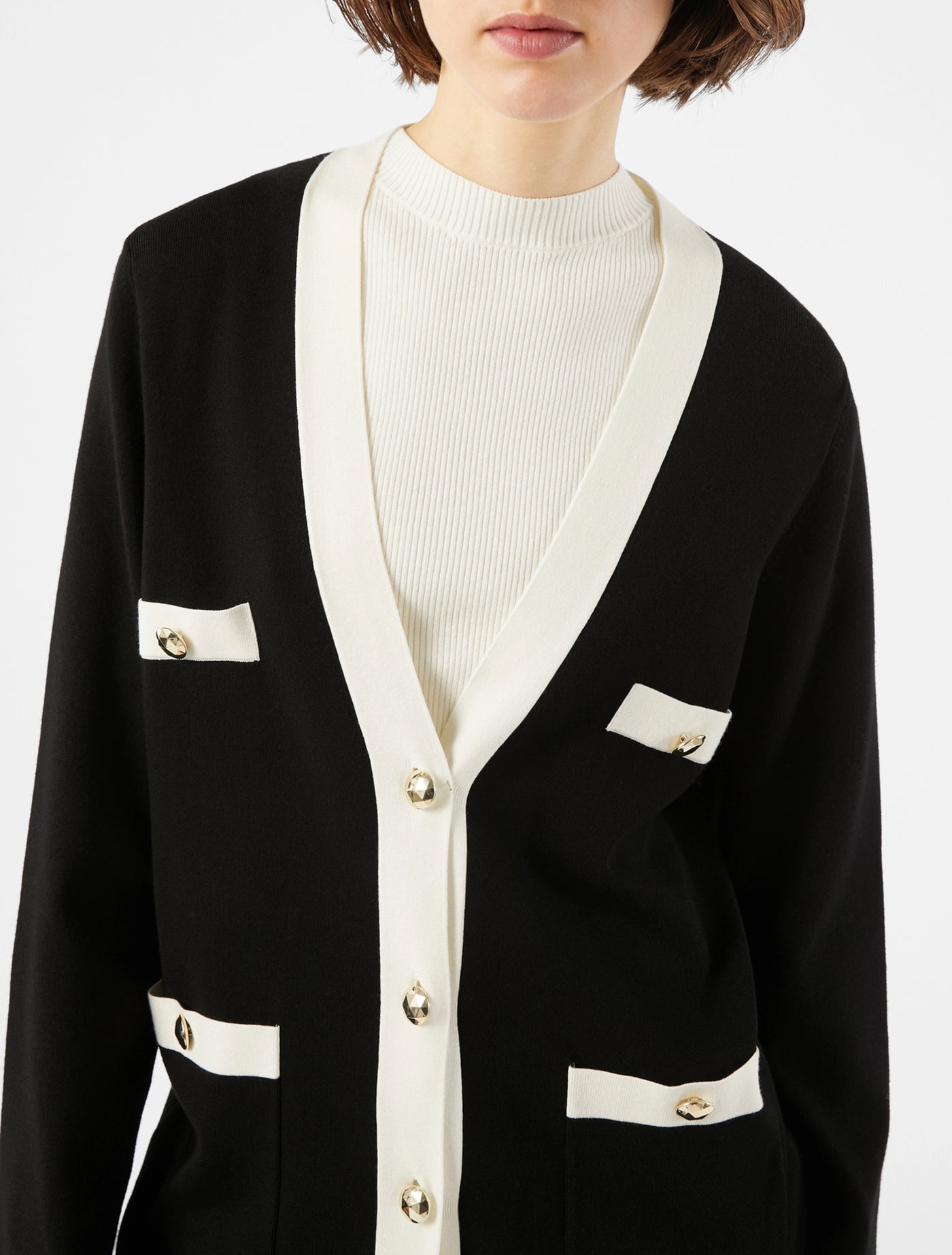 PennyBlack Contrasting-trim Cardigan | Black