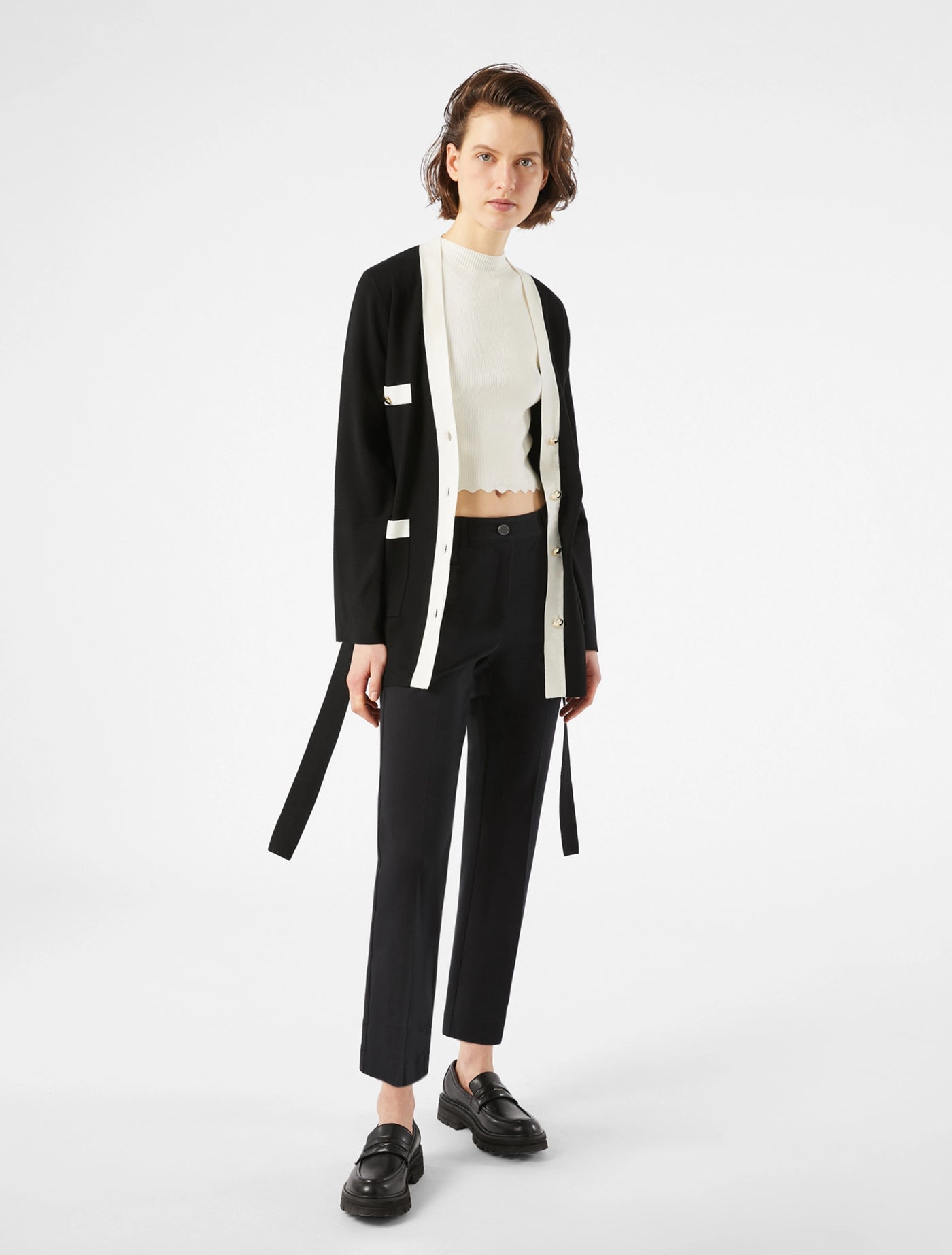 PennyBlack Contrasting-trim Cardigan | Black