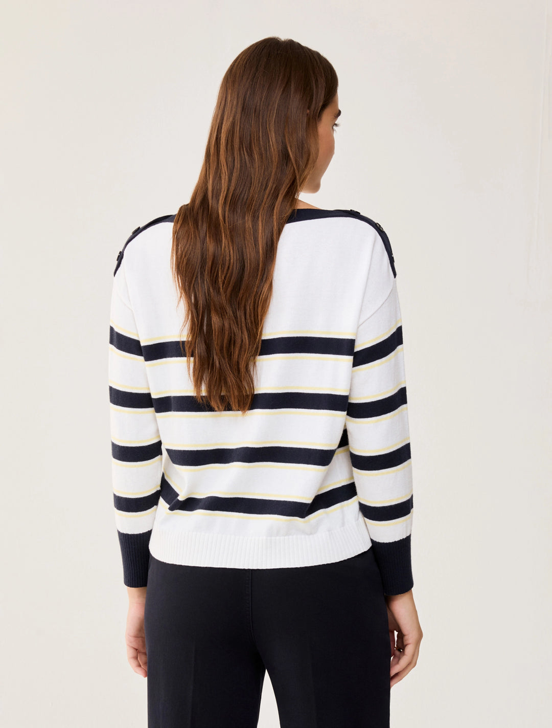 PennyBlack Cotton and Cashmere Sailor-stripe Sweater | White/Navy
