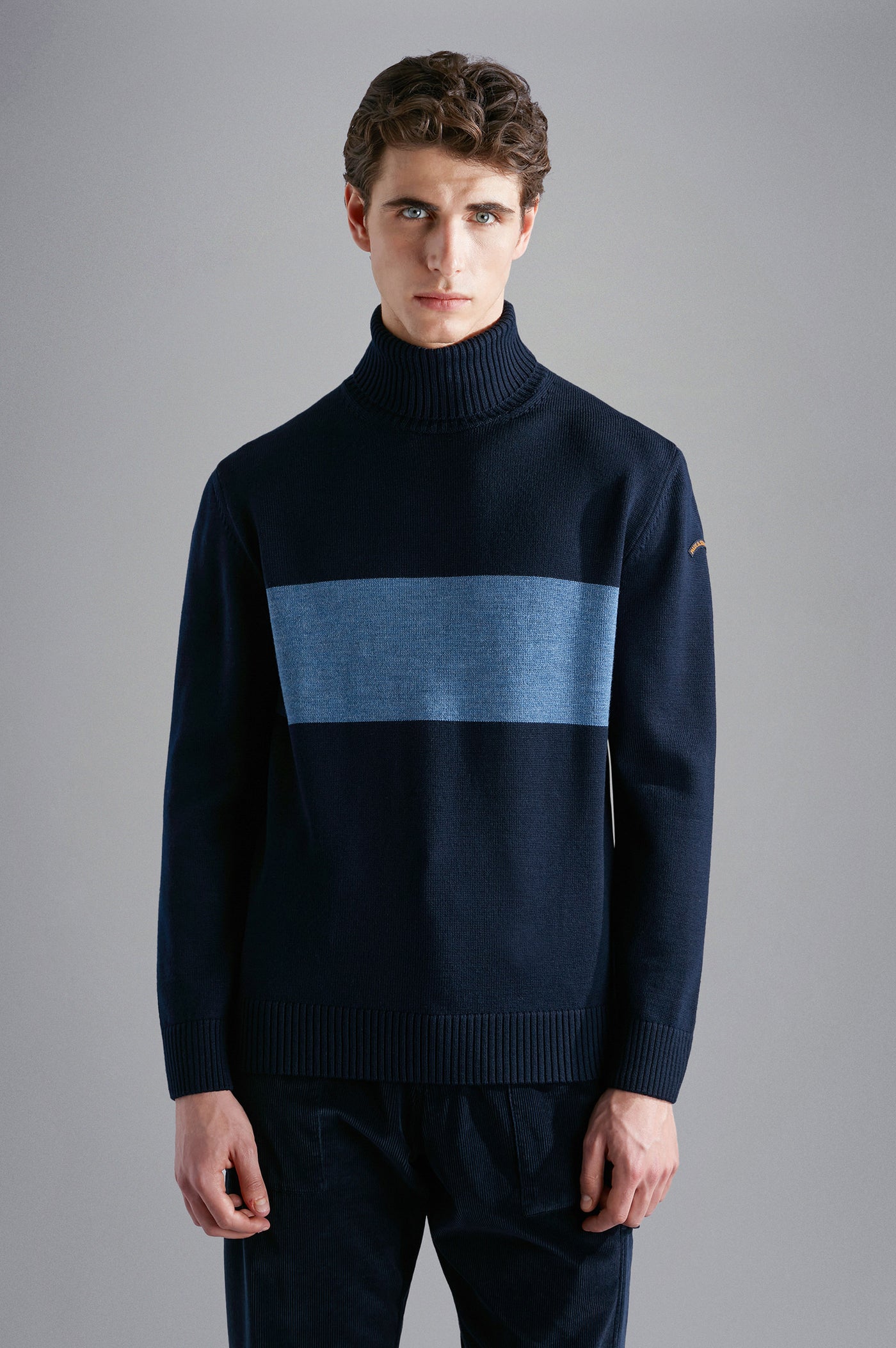 Paul & Shark Wool Turtleneck Sweater with Moon Badge | Blue