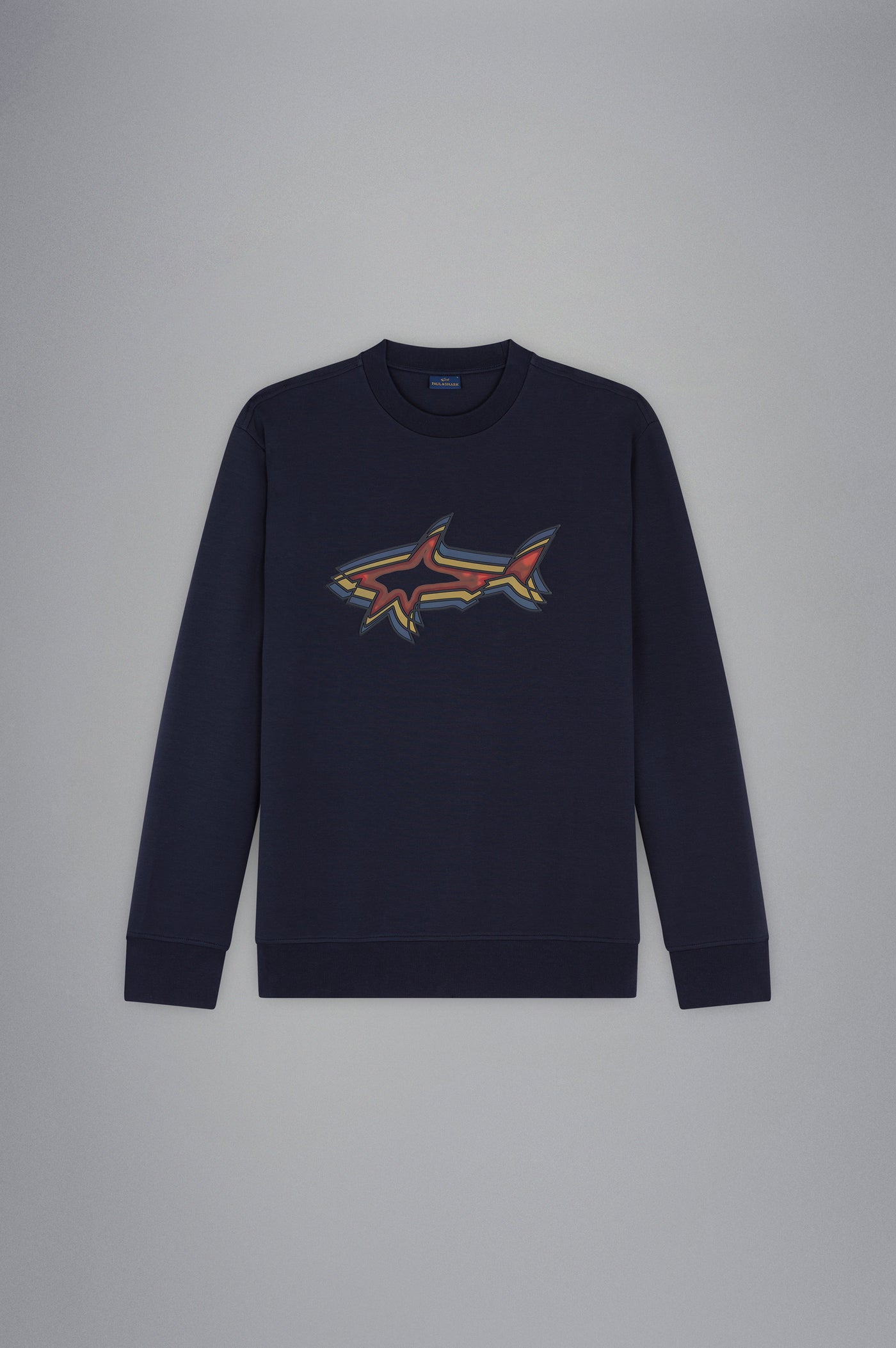 Paul & Shark Cotton Swearshirt with Printed Shark | Navy