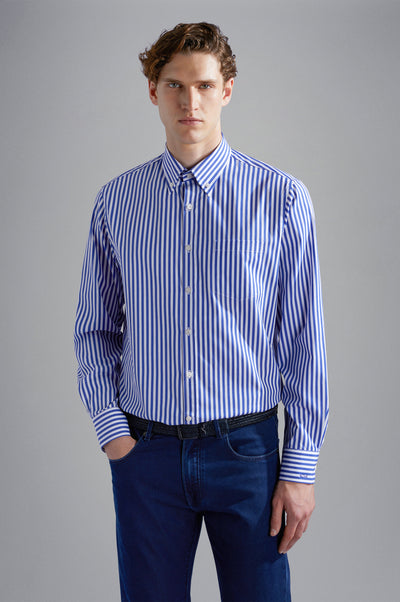 Paul & Shark Soft Touch Cotton Poplin Shirt | Blue/White