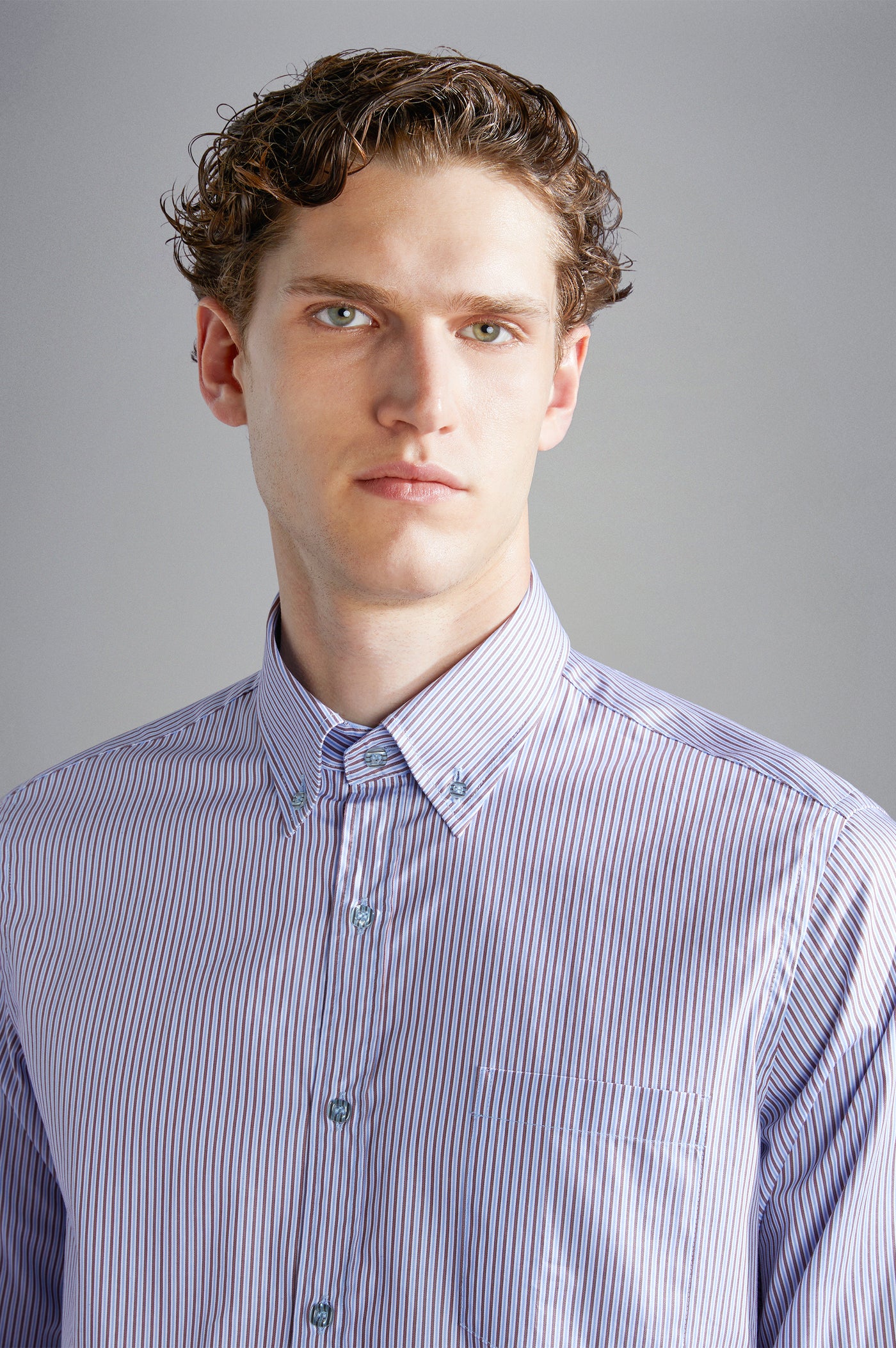 Paul & Shark Cotton Twill Shirt | Pale Blue/Brown