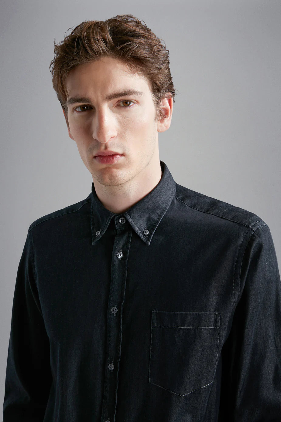 Paul & Shark Giza Cotton X-Soft Light Denim Shirt | Black