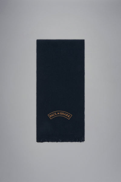 Paul & Shark Moon-Embroidered Wool Scarf | Navy