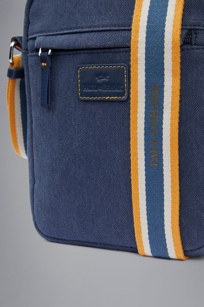 Paul & Shark Recycled Canvas Water-resistant Messenger Bag | Navy