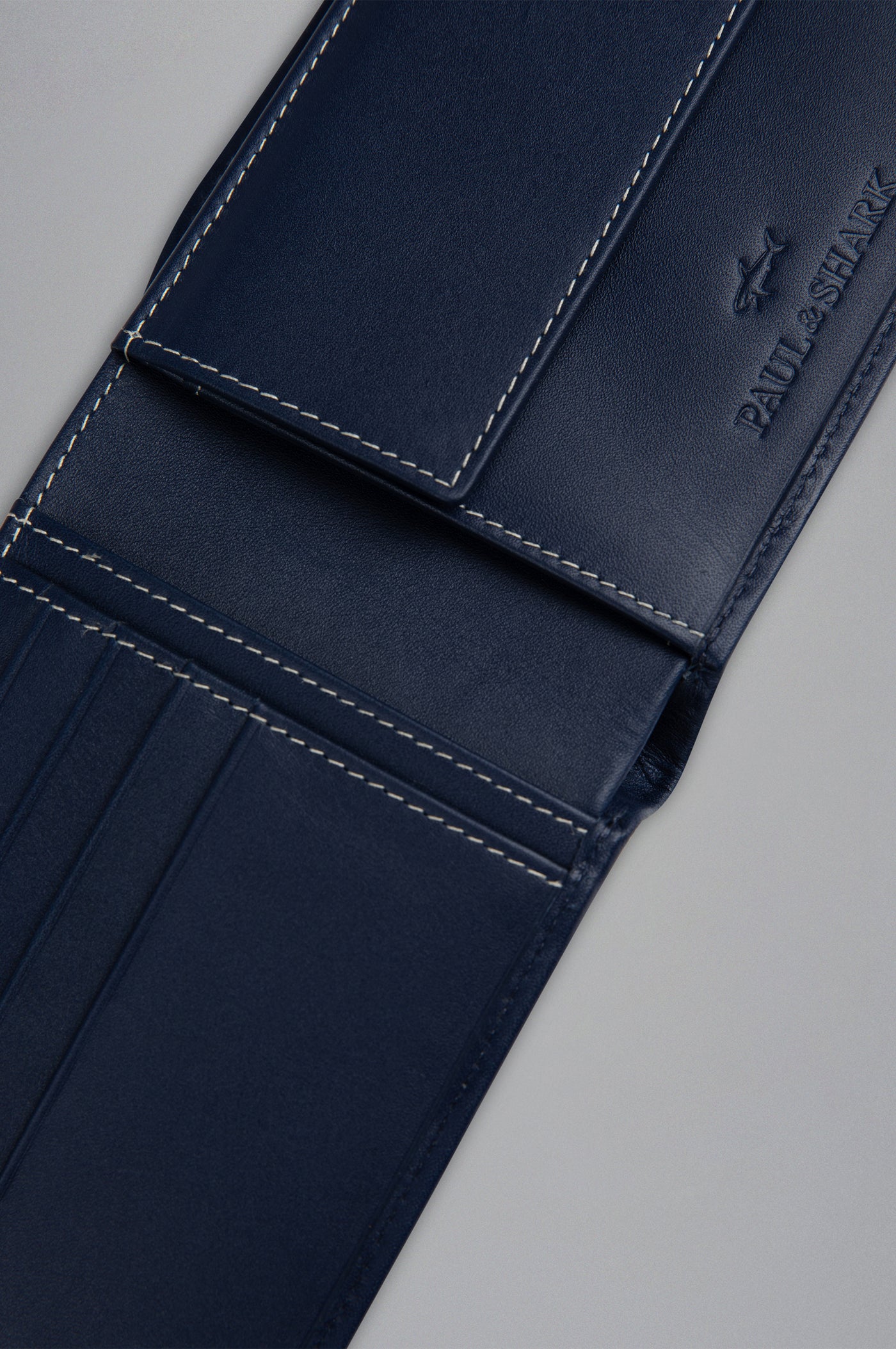 Paul & Shark Monogram Leather Coin Wallet | Navy