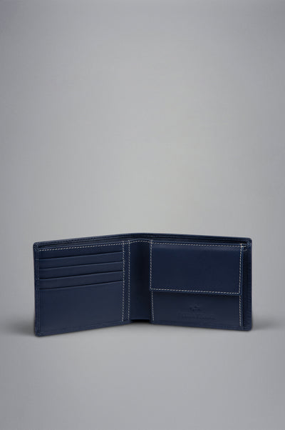 Paul & Shark Monogram Leather Coin Wallet | Navy