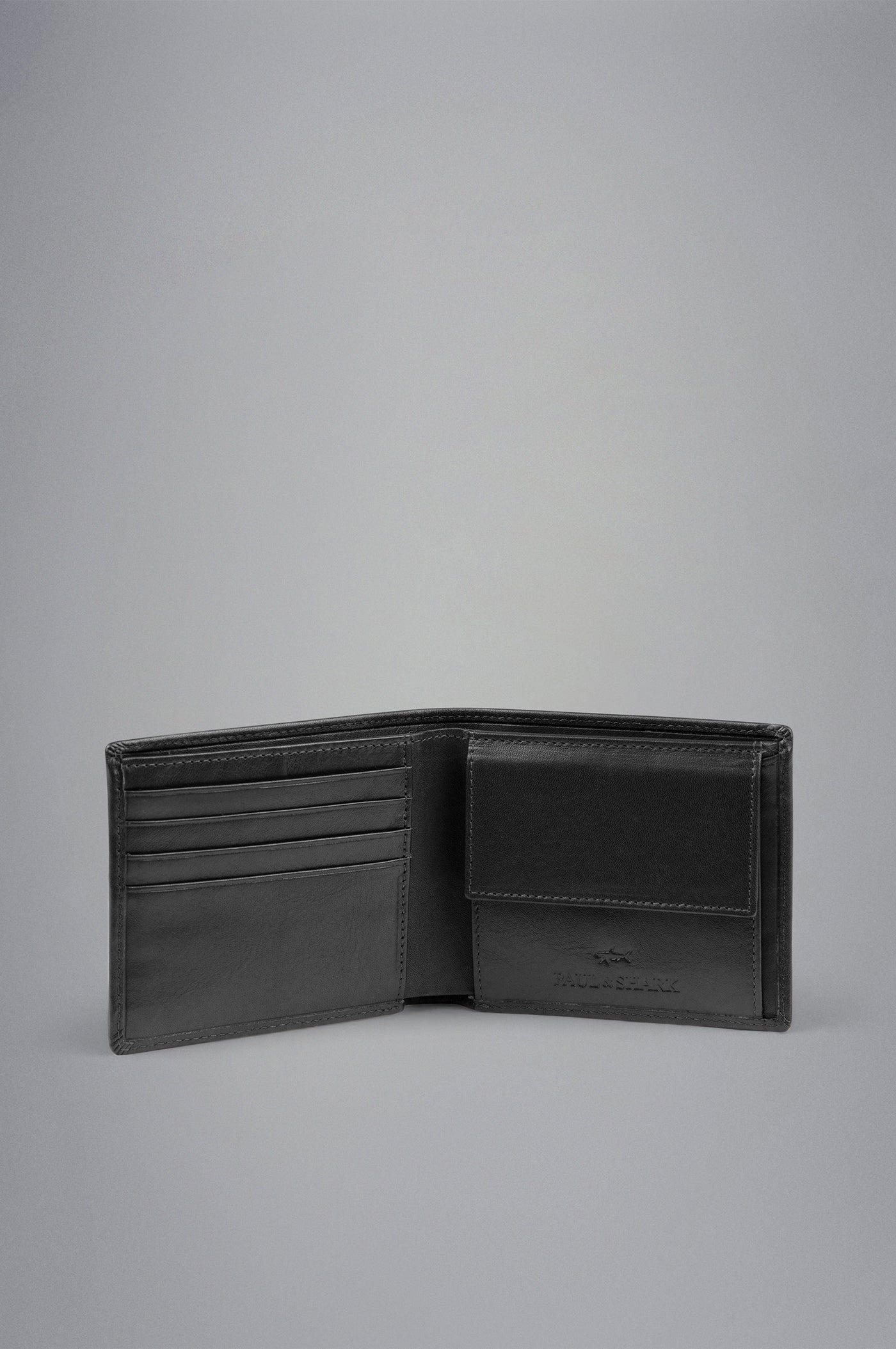 Paul & Shark Leather Billfold Coin Wallet | Black