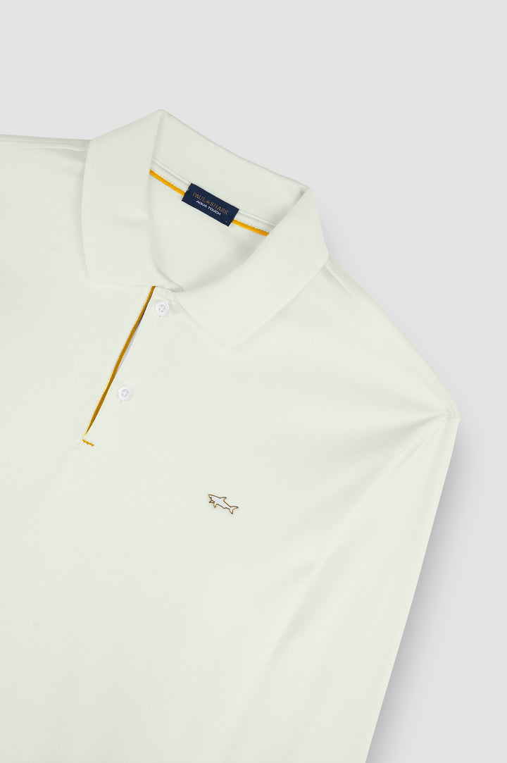 Paul & Shark Metal Shark Aqua Touch Cotton Polo | Cream