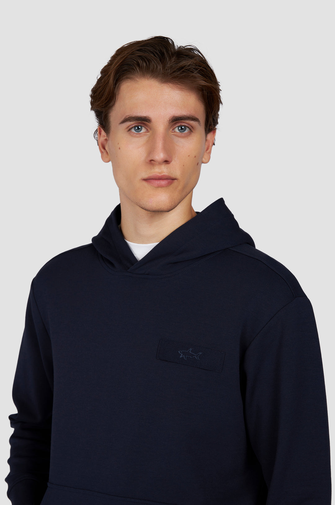 Paul & Shark Embroidered X Soft Fleece Cotton Hoodie | Navy