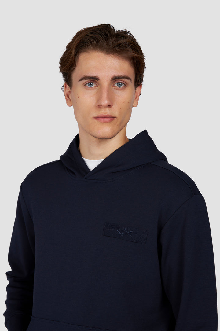 Paul & Shark Embroidered X Soft Fleece Cotton Hoodie | Navy