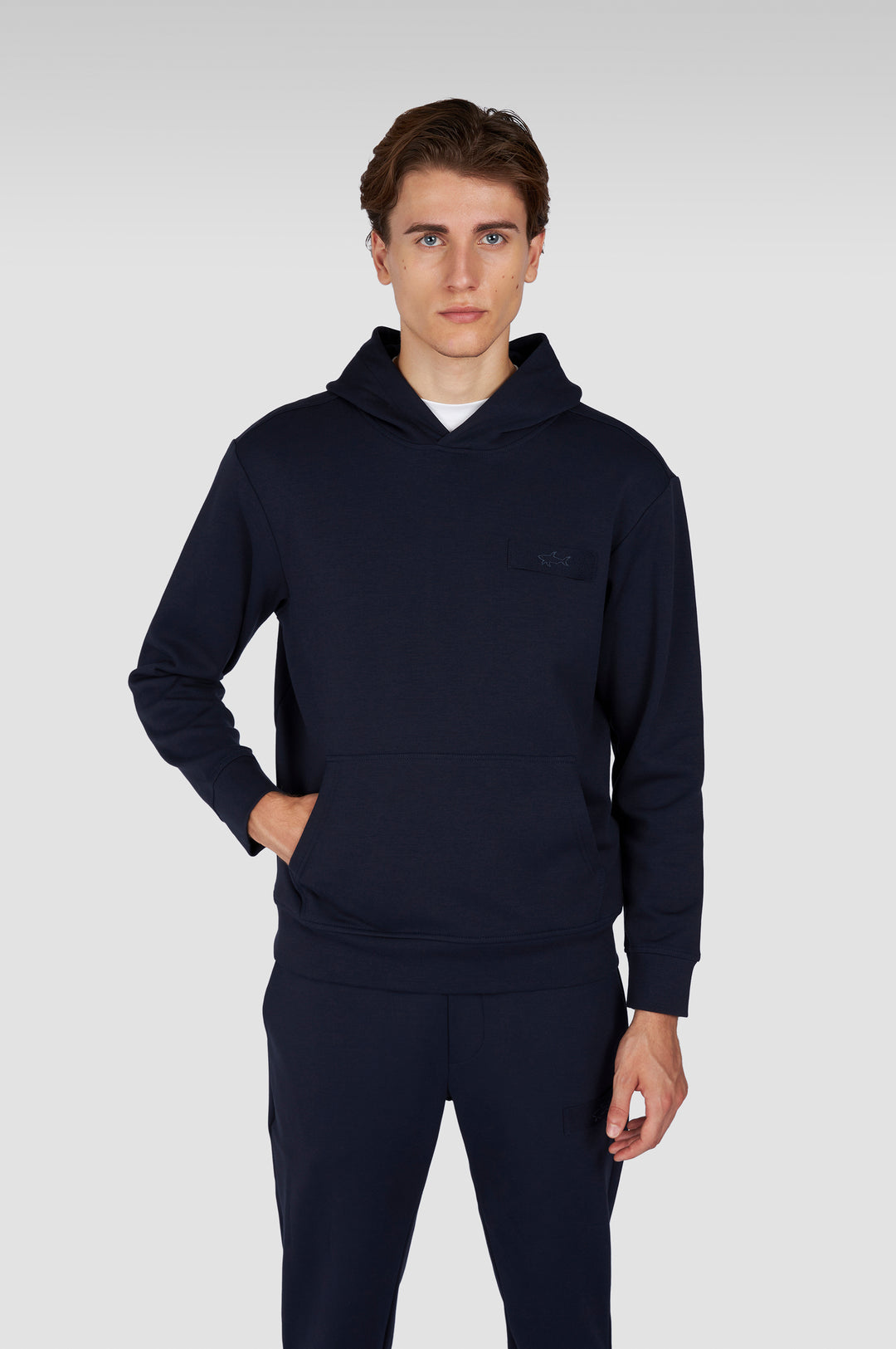 Paul & Shark Embroidered X Soft Fleece Cotton Hoodie | Navy