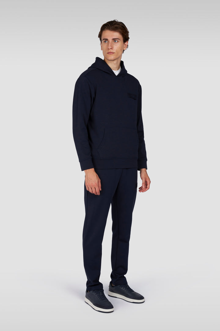 Paul & Shark Embroidered X Soft Fleece Cotton Hoodie | Navy