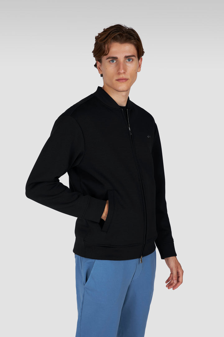 Paul & Shark Metal Shark Tech Fleece Full Zip Sweatshirt | Black