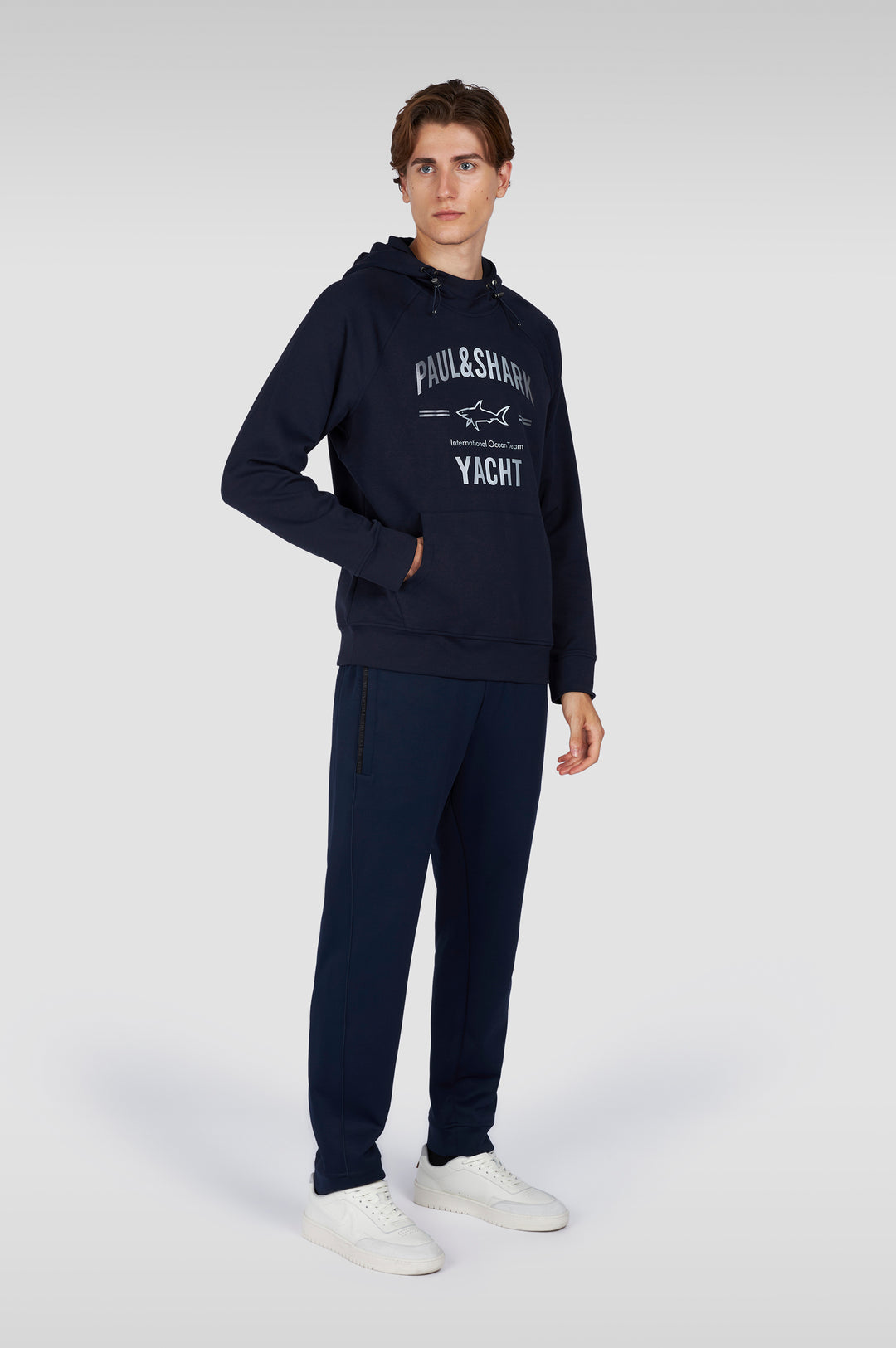 Paul & Shark Printed Logo XSoft Fleece Cotton Hoodie | Navy