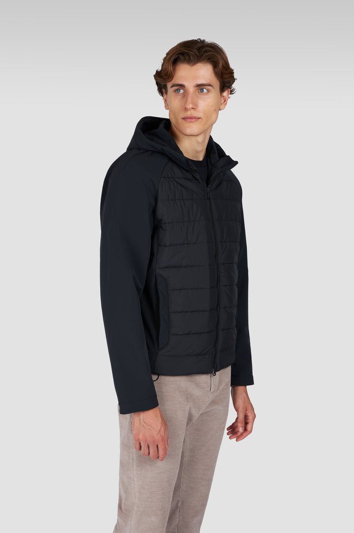 Paul & Shark Re-shark shell Hybrid Jacket with Moon Badge | Black