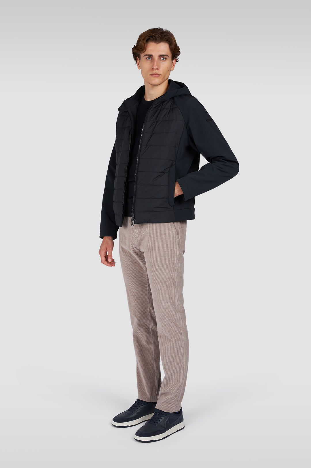 Paul & Shark Re-shark shell Hybrid Jacket with Moon Badge | Black
