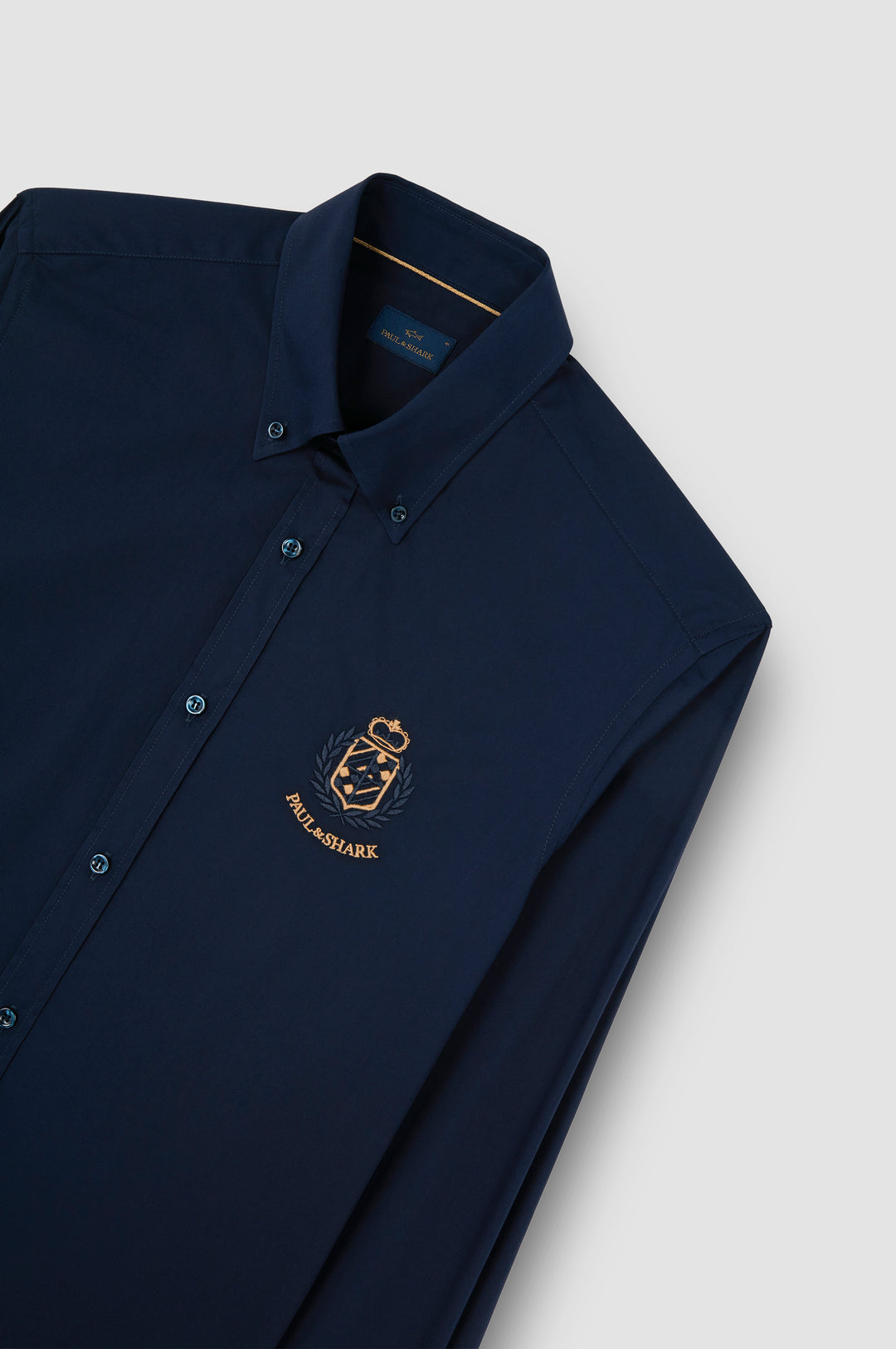 Paul & Shark Cotton Poplin Shirt with Heraldic Embrodery | Navy