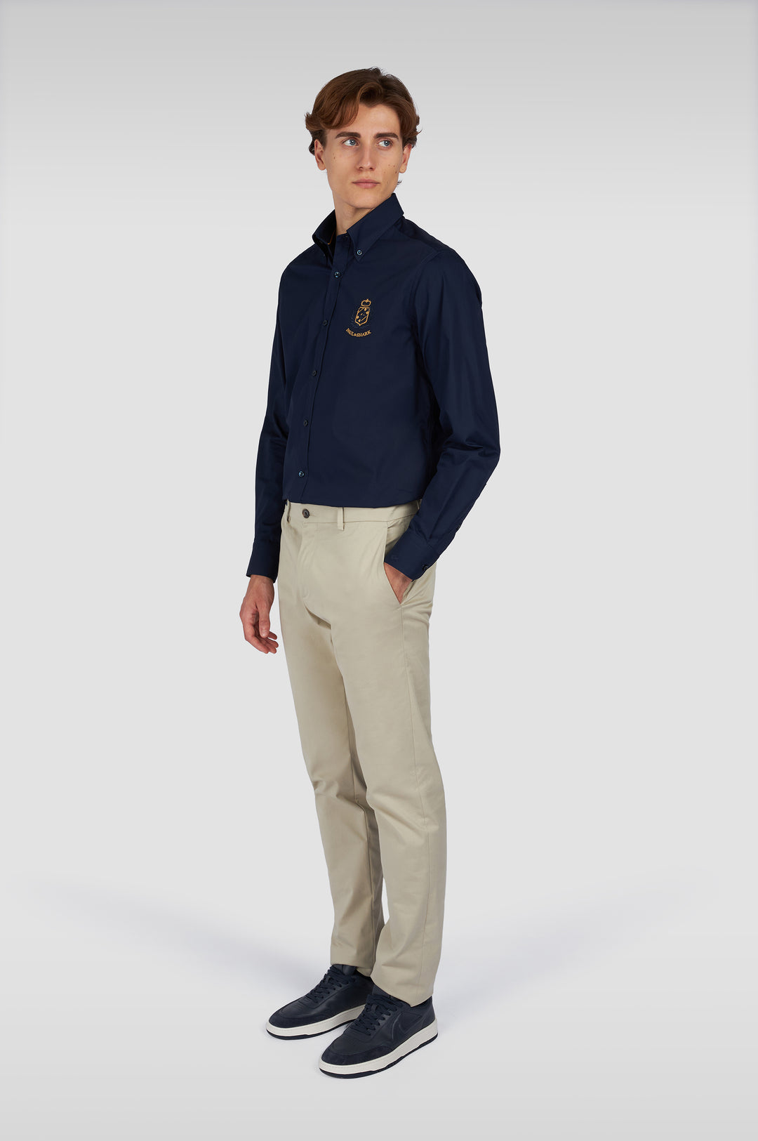 Paul & Shark Cotton Poplin Shirt with Heraldic Embrodery | Navy