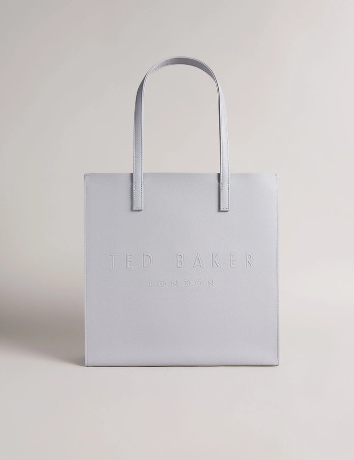 Ted Baker Soocon Crosshatch Faux Leather Icon Tote Bag | Light Grey