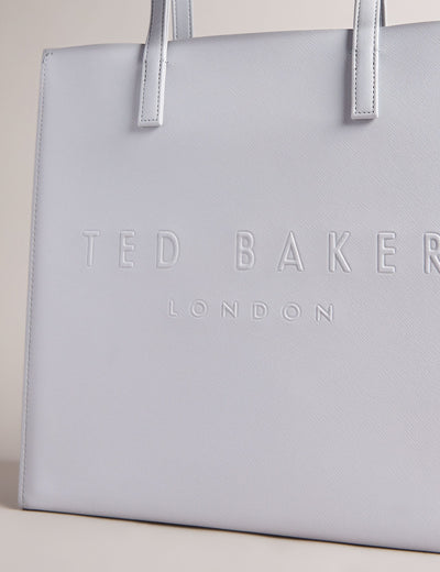 Ted Baker Soocon Crosshatch Faux Leather Icon Tote Bag | Light Grey
